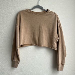BDG Tan Cropped Sweatshirt